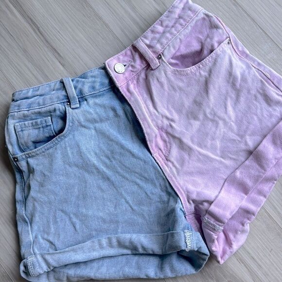 PacSun Split Color Mom Shorts Jean Shorts Size 26 Beach Lounge Surf - Picture 1 of 5